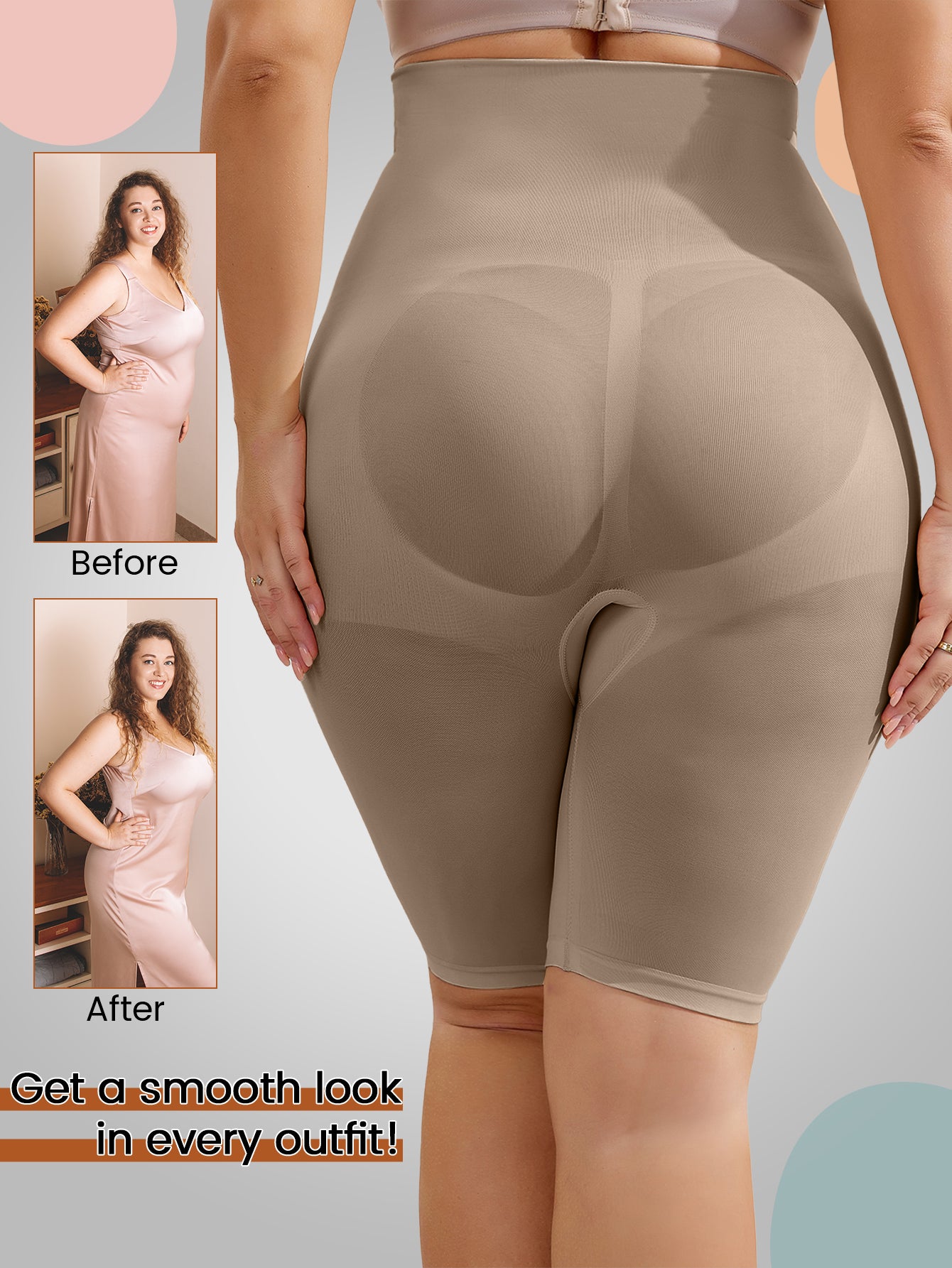 Firm-Control Seamless  Slip Shorts for Under Dresses For Plus size