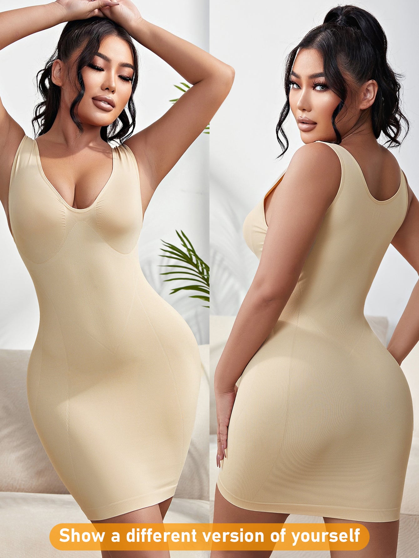 V-neck Seamless Comfortable Women Bodysuit Shapewear Dress