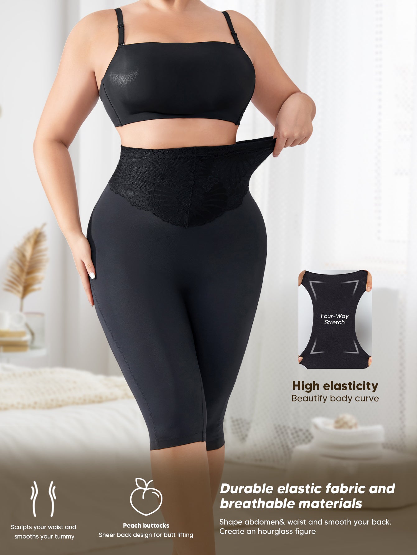 Tummy Control Compression Leggings Women Body Shaper Thigh Shapewear Capri Girdles