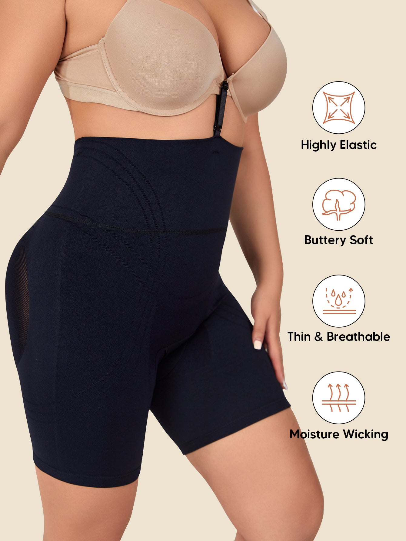 Womens High Waist Body Shaper Shorts Butt Lifting Shapewear Safety Under Shorts