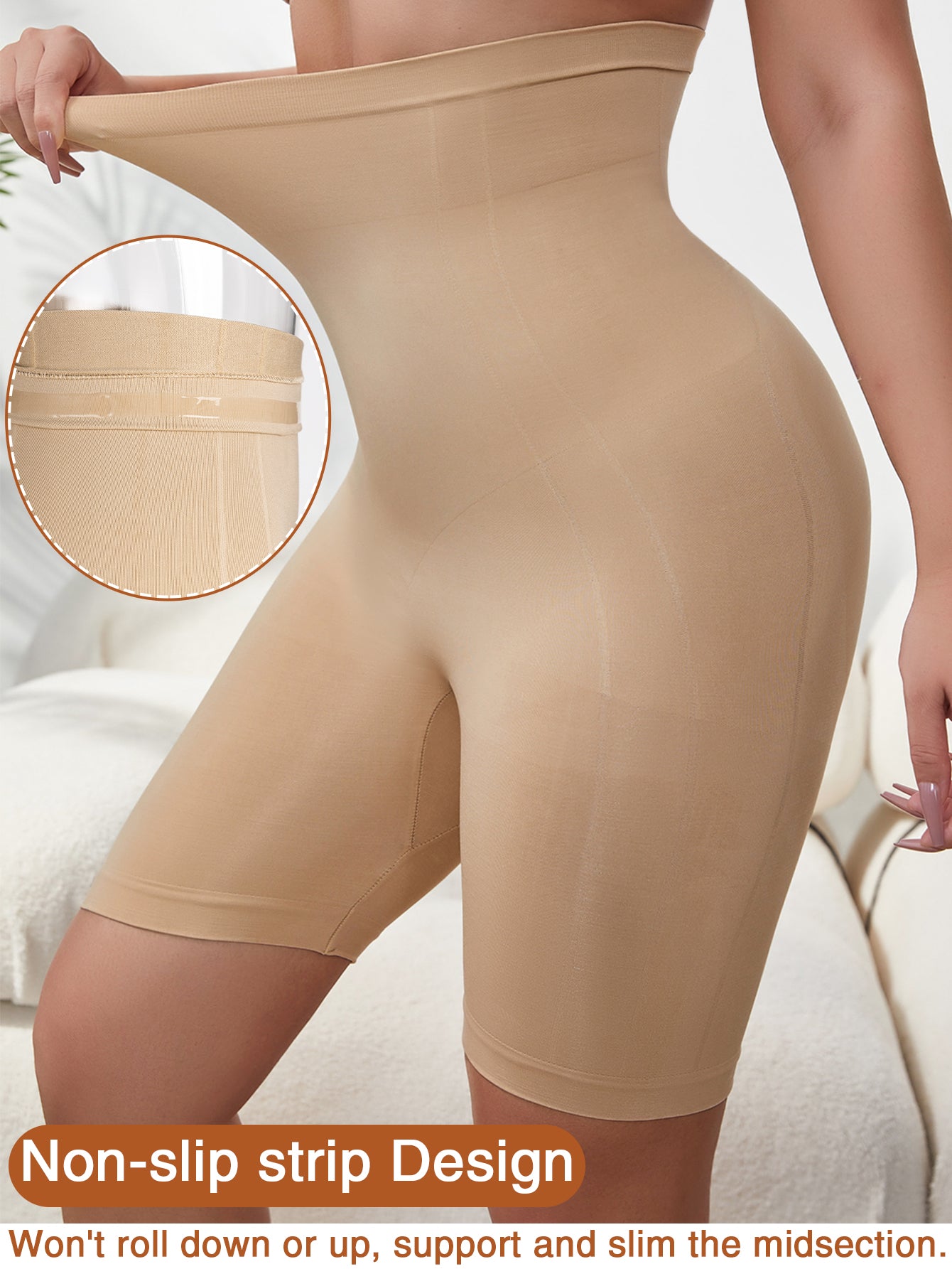 Seamless Thigh Slimmer Mid-Thigh Shapewear Shorts For Women Under Dress