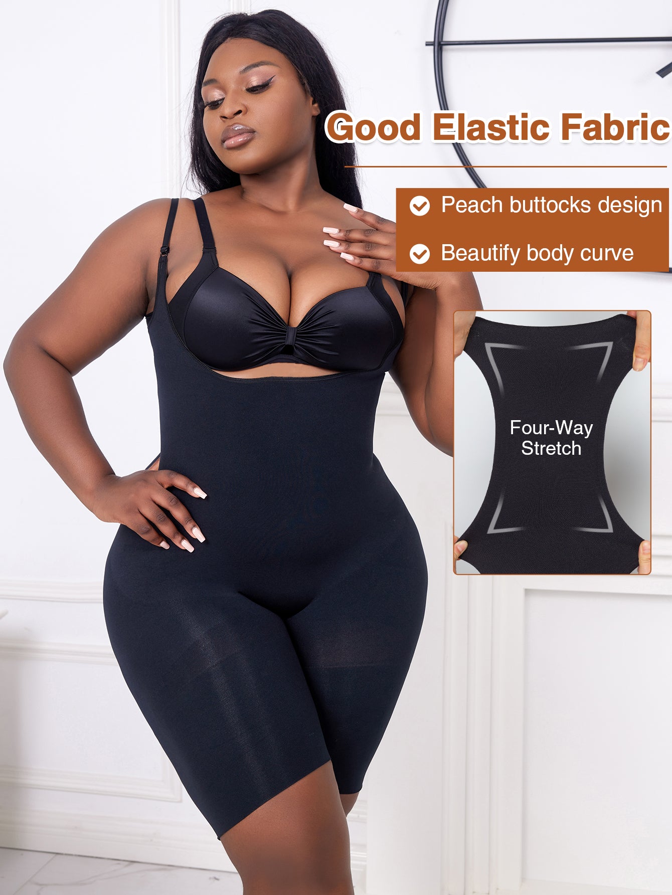 Open Bust Thigh Slimming Bodysuit Shaper  Plus Size Shapewear For Women