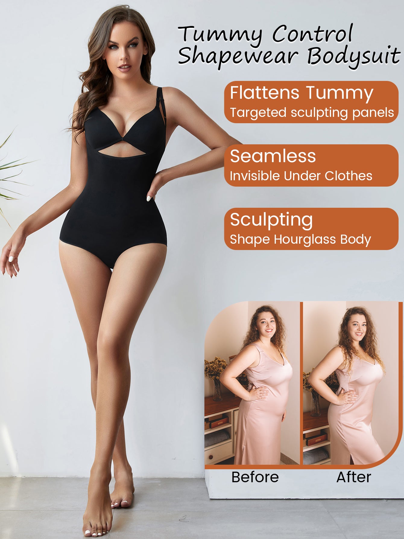 Shapewear Bodysuit Adjustable Spaghetti Strap  Panty Open Bust Body Shaper