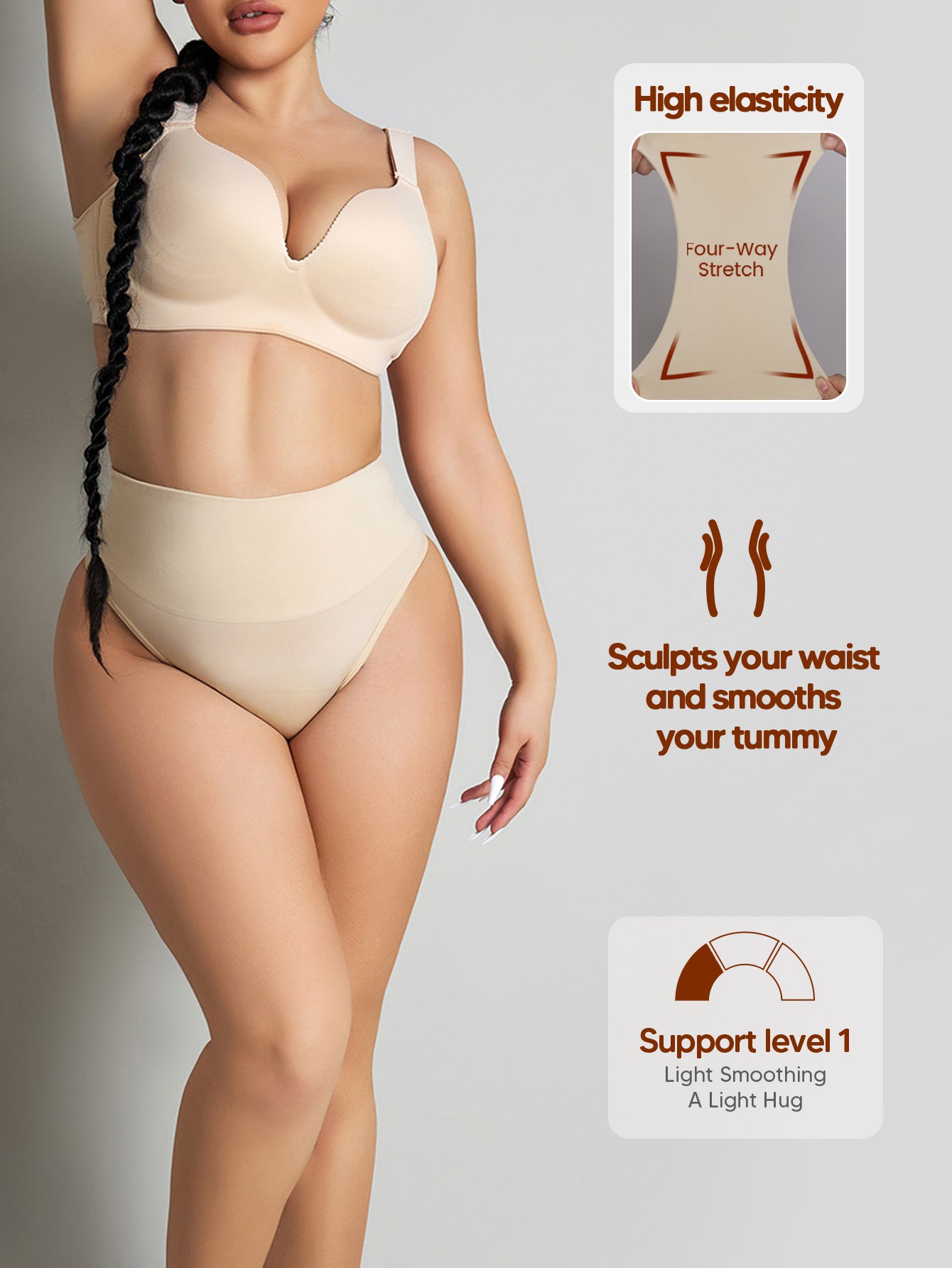 Tummy Control Thong Shapewear for Women Seamless Slimming Panty Underwear