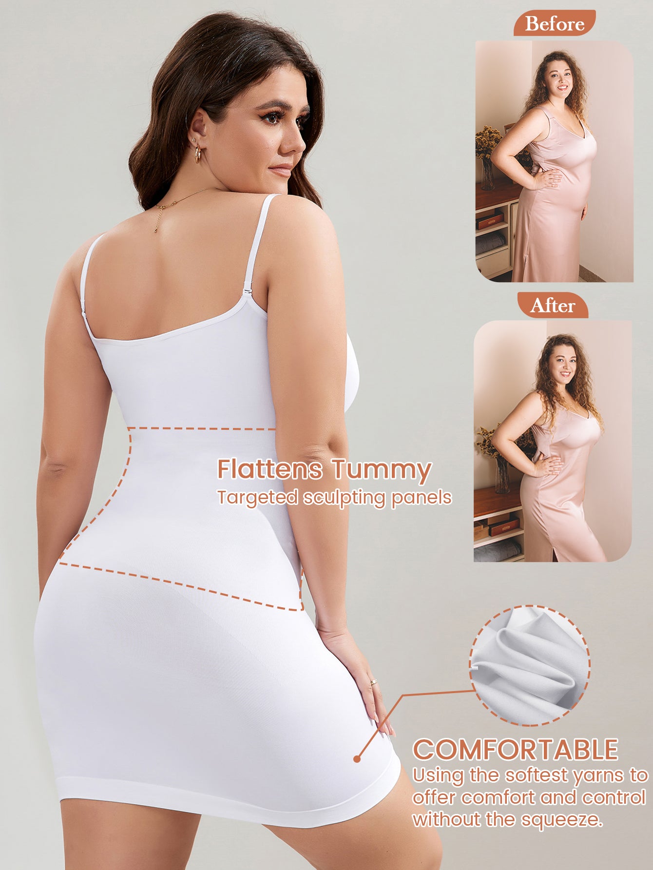 Seamless Tummy Control Sculpting Shaping dress For Plus Size Women