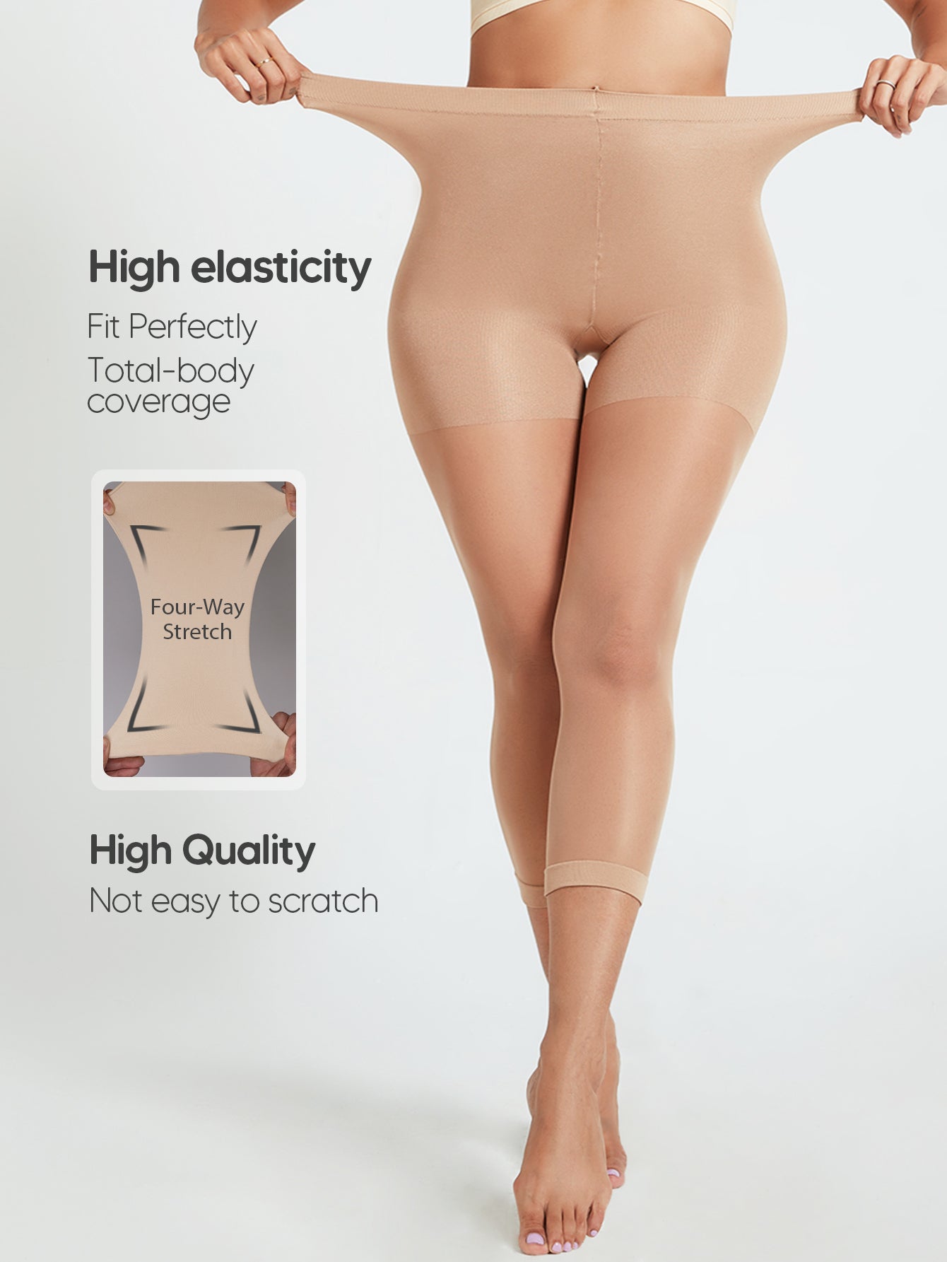 MUEE Sheer Footless Capri Shaper Tights Plus Size Stockings With Support