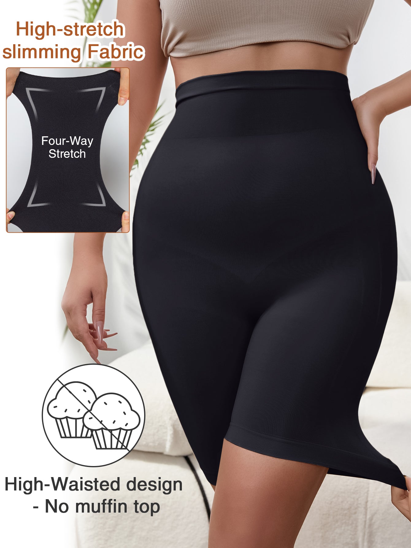 Seamless Thigh Slimmer Mid-Thigh Shapewear Shorts For Women Under Dress