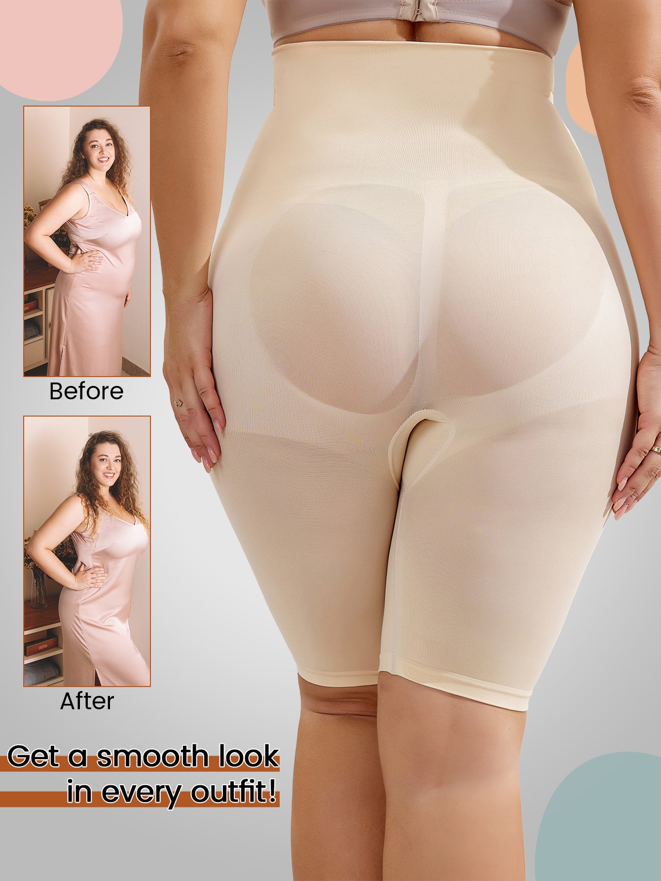 Firm-Control Seamless  Slip Shorts for Under Dresses For Plus size