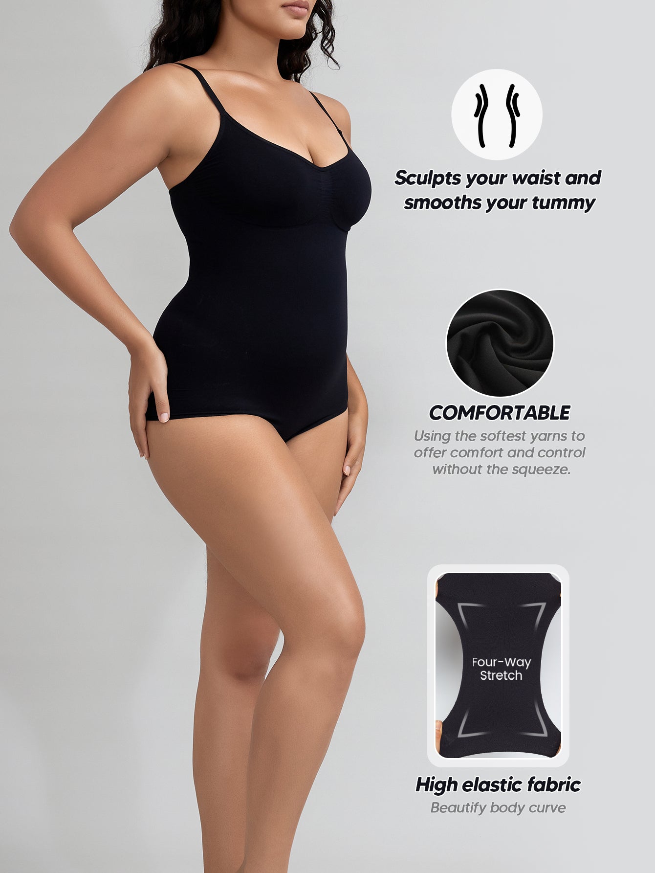 Women's Tummy Control Shapewear Body Shaper Sleeveless Thong Camisoles Bodysuit