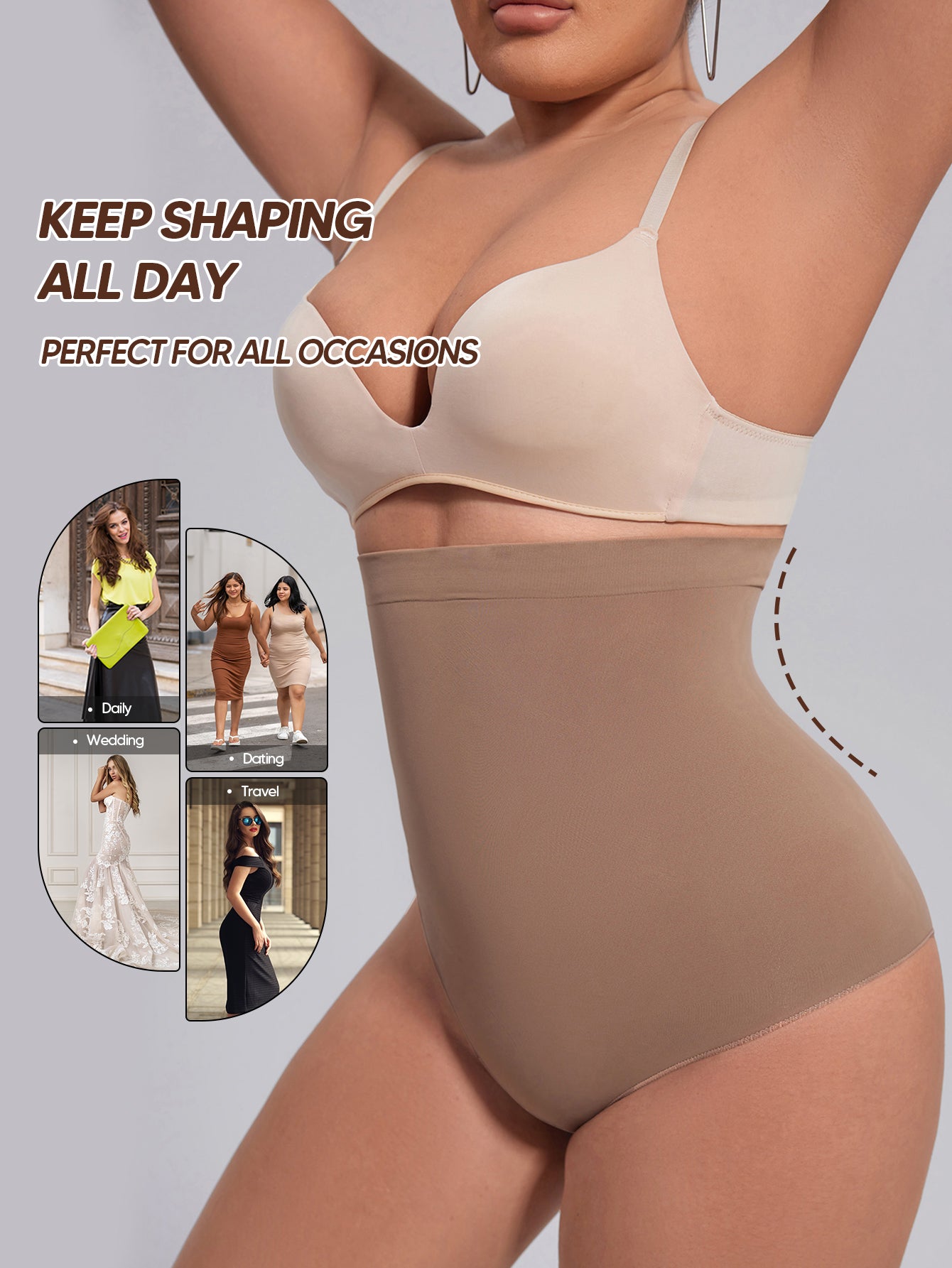 Women's High-Waist Seamless Body Shaper Briefs Tummy Control Shapewear Panties