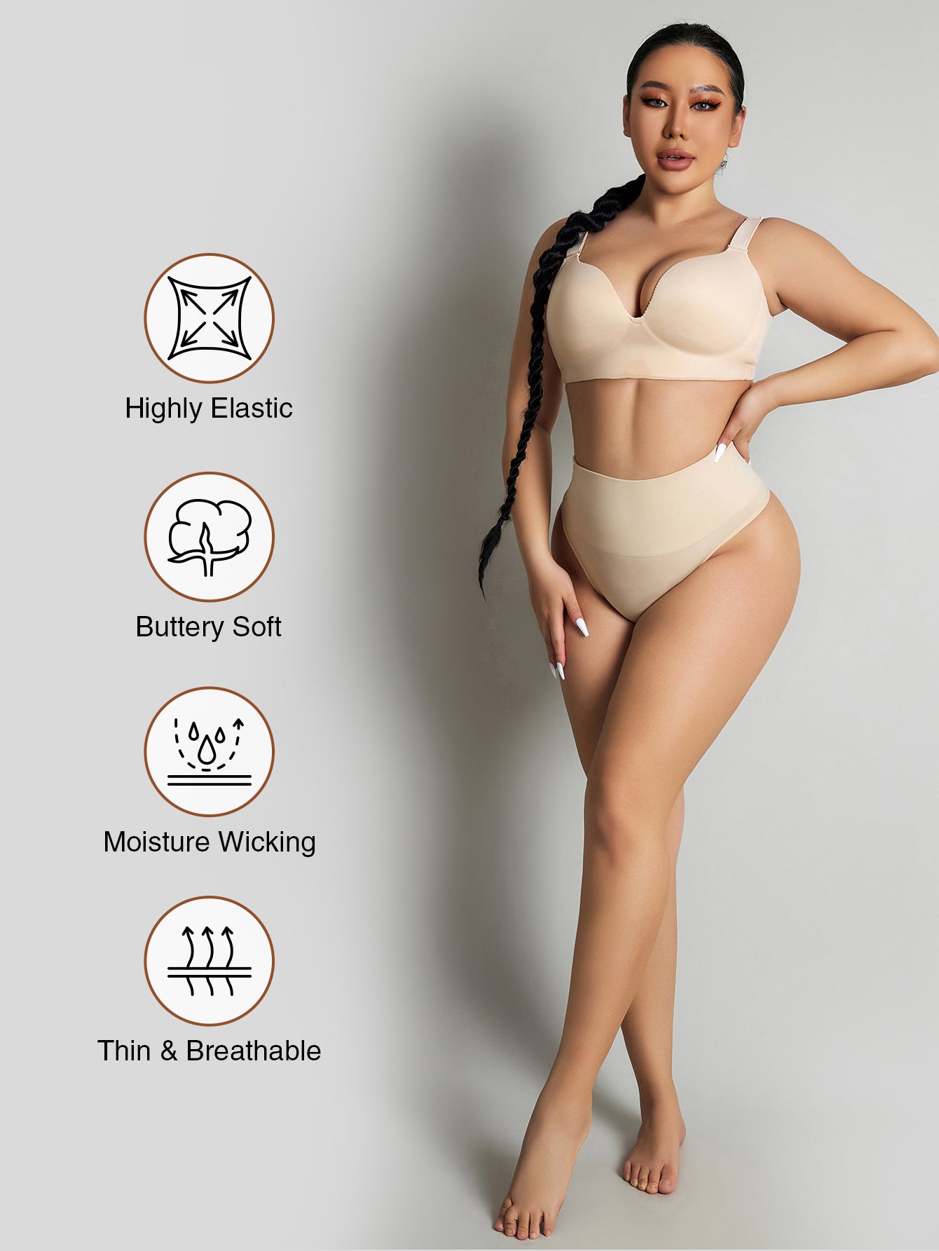 Tummy Control Thong Shapewear for Women Seamless Slimming Panty Underwear