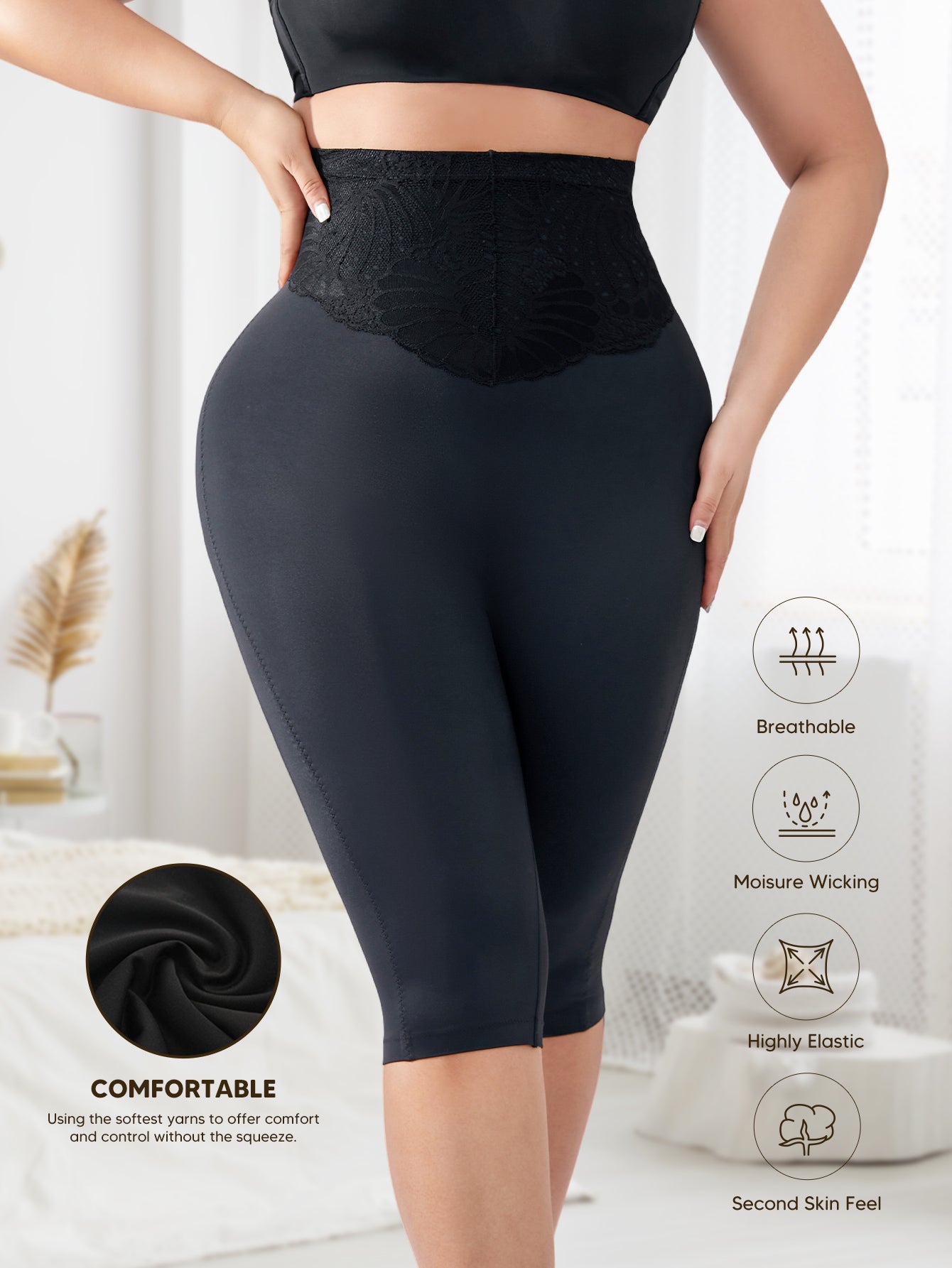 Tummy Control Compression Leggings Women Body Shaper Thigh Shapewear Capri Girdles