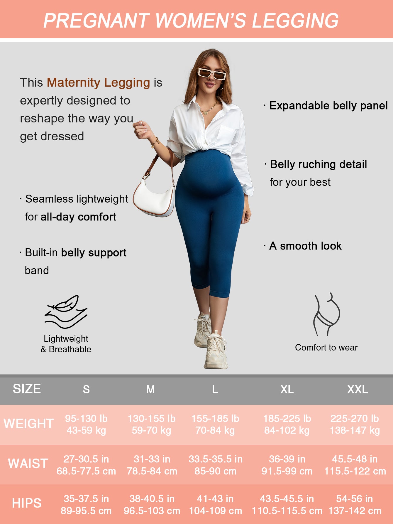 Women's Maternity Leggings Over The Belly Pregnancy Casual Yoga Tights