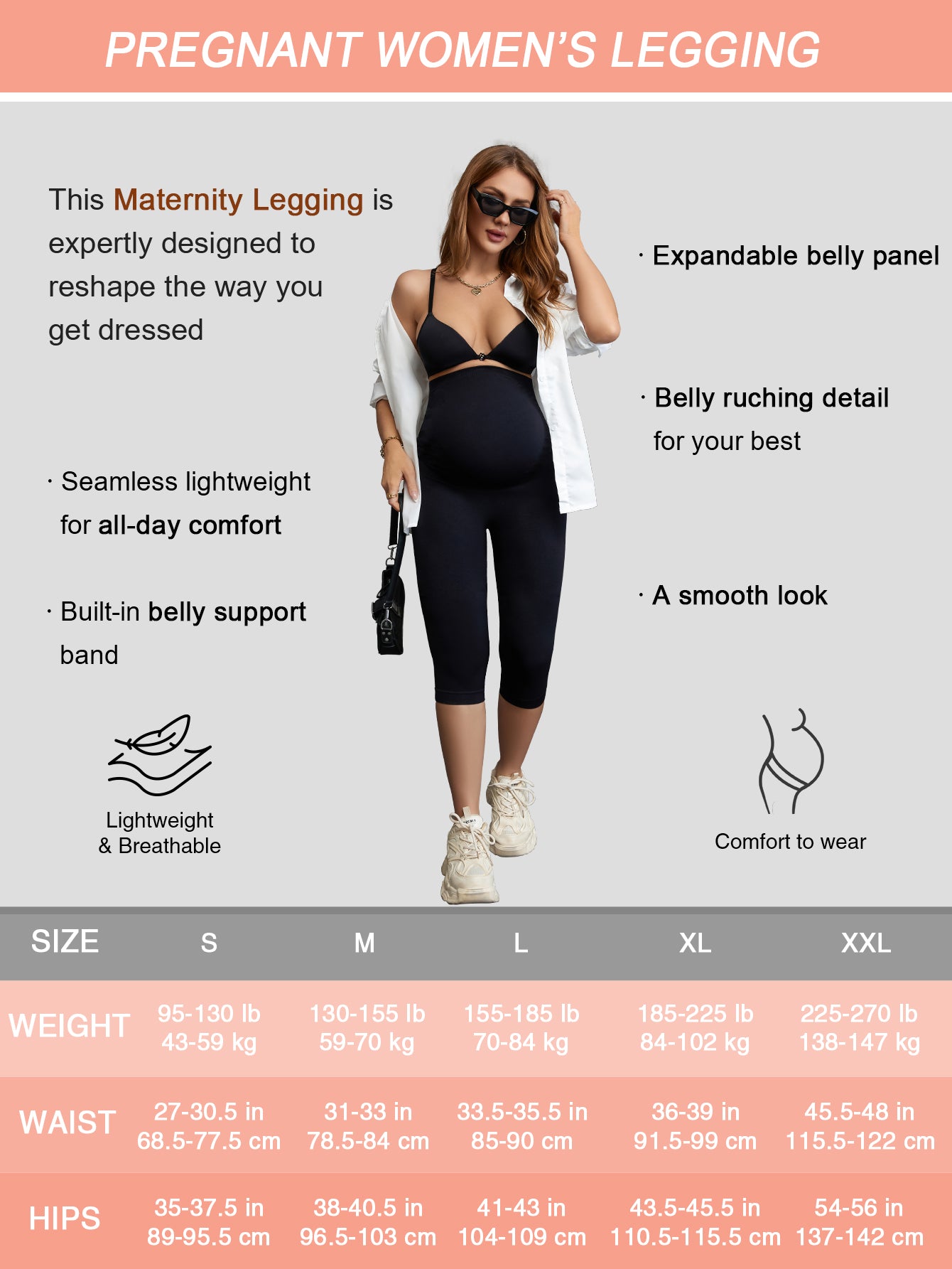 Women's Maternity Leggings Over The Belly Pregnancy Casual Yoga Tights