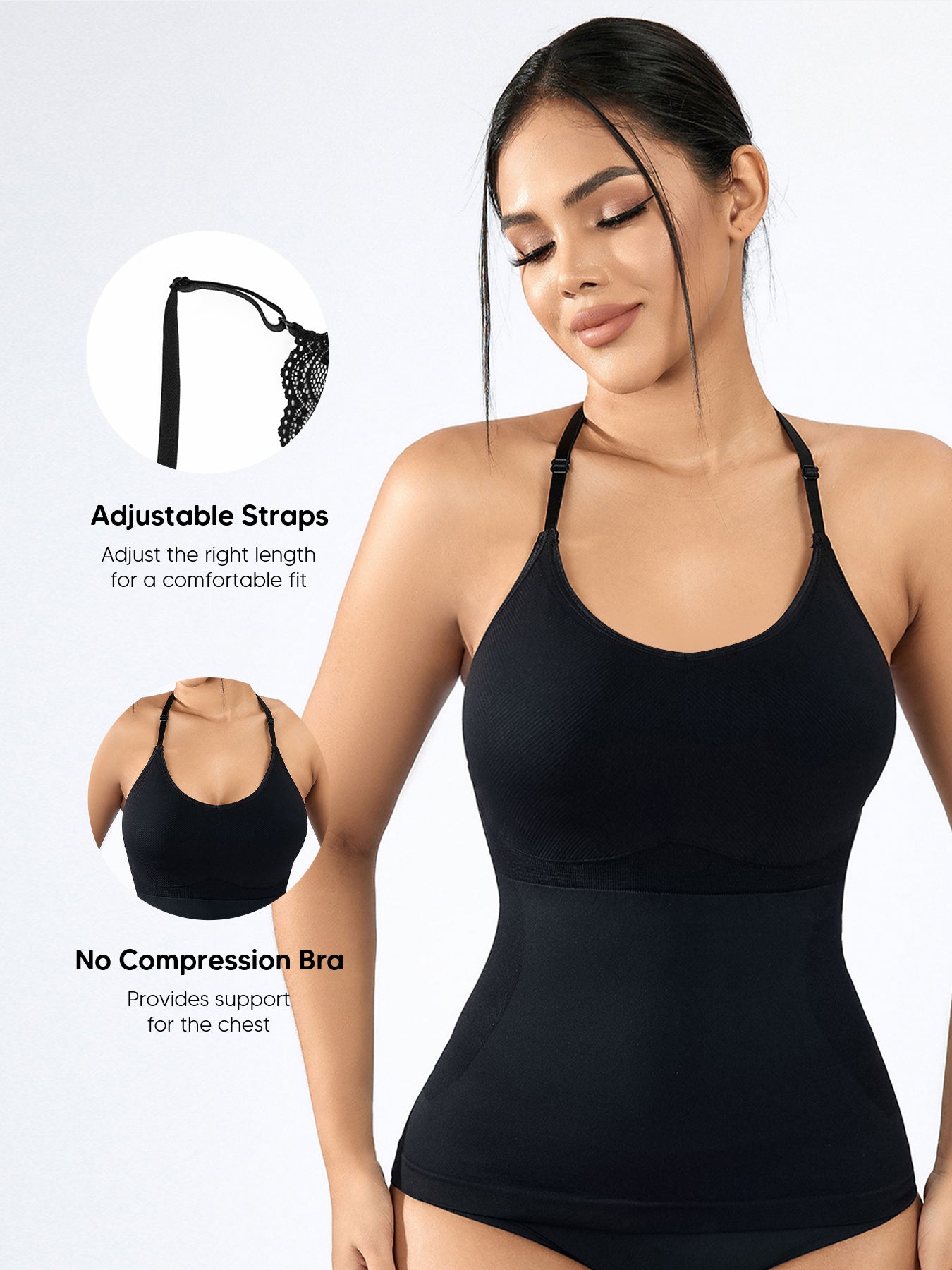 MUEE Seamless Compression Tank Tops Body Shaper Camisole with lace back