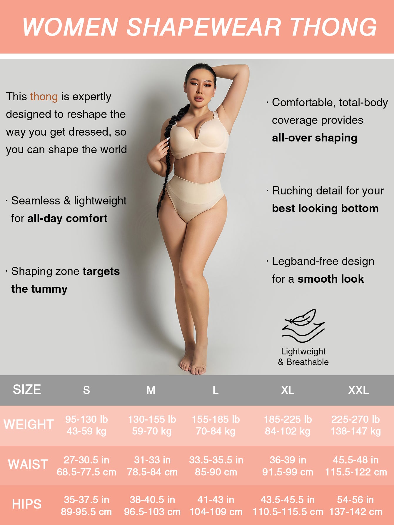 Tummy Control Thong Shapewear for Women Seamless Slimming Panty Underwear