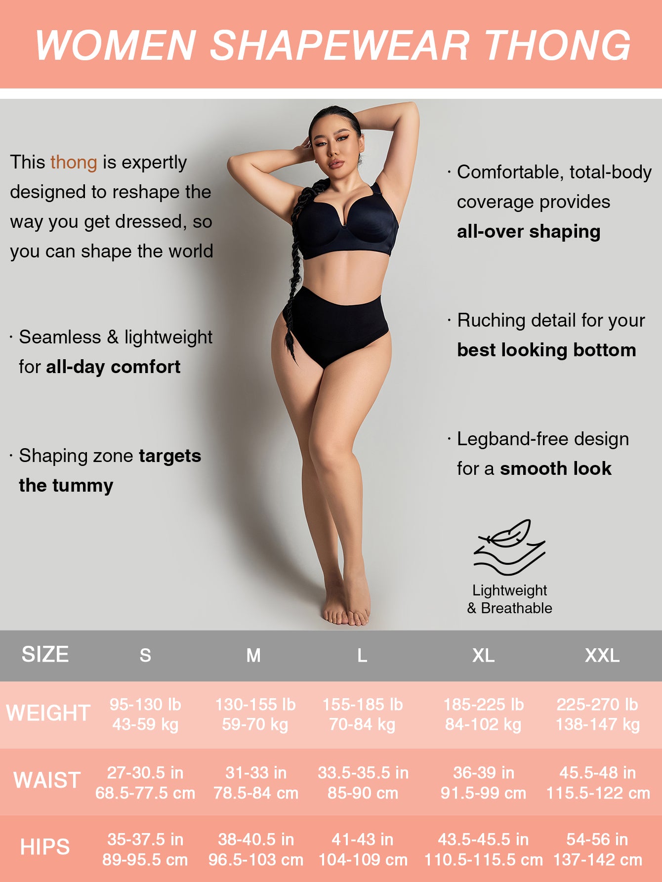 Tummy Control Thong Shapewear for Women Seamless Slimming Panty Underwear