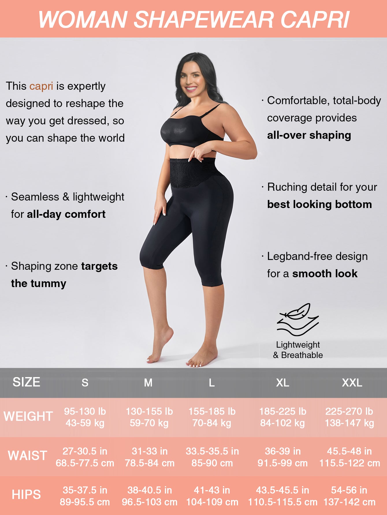 Tummy Control Compression Leggings Women Body Shaper Thigh Shapewear Capri Girdles