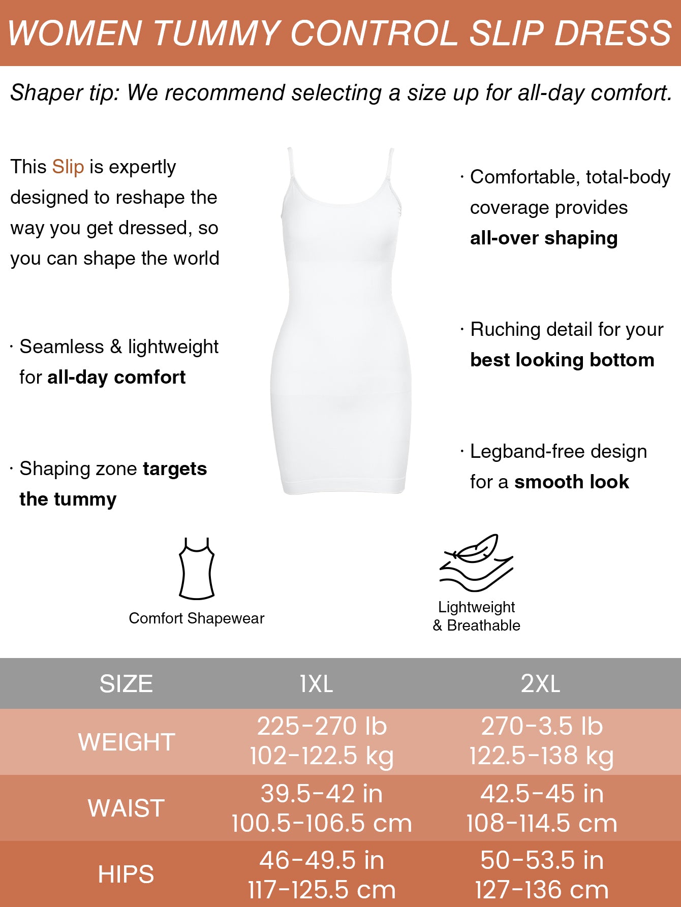 Seamless Tummy Control Sculpting Shaping dress For Plus Size Women