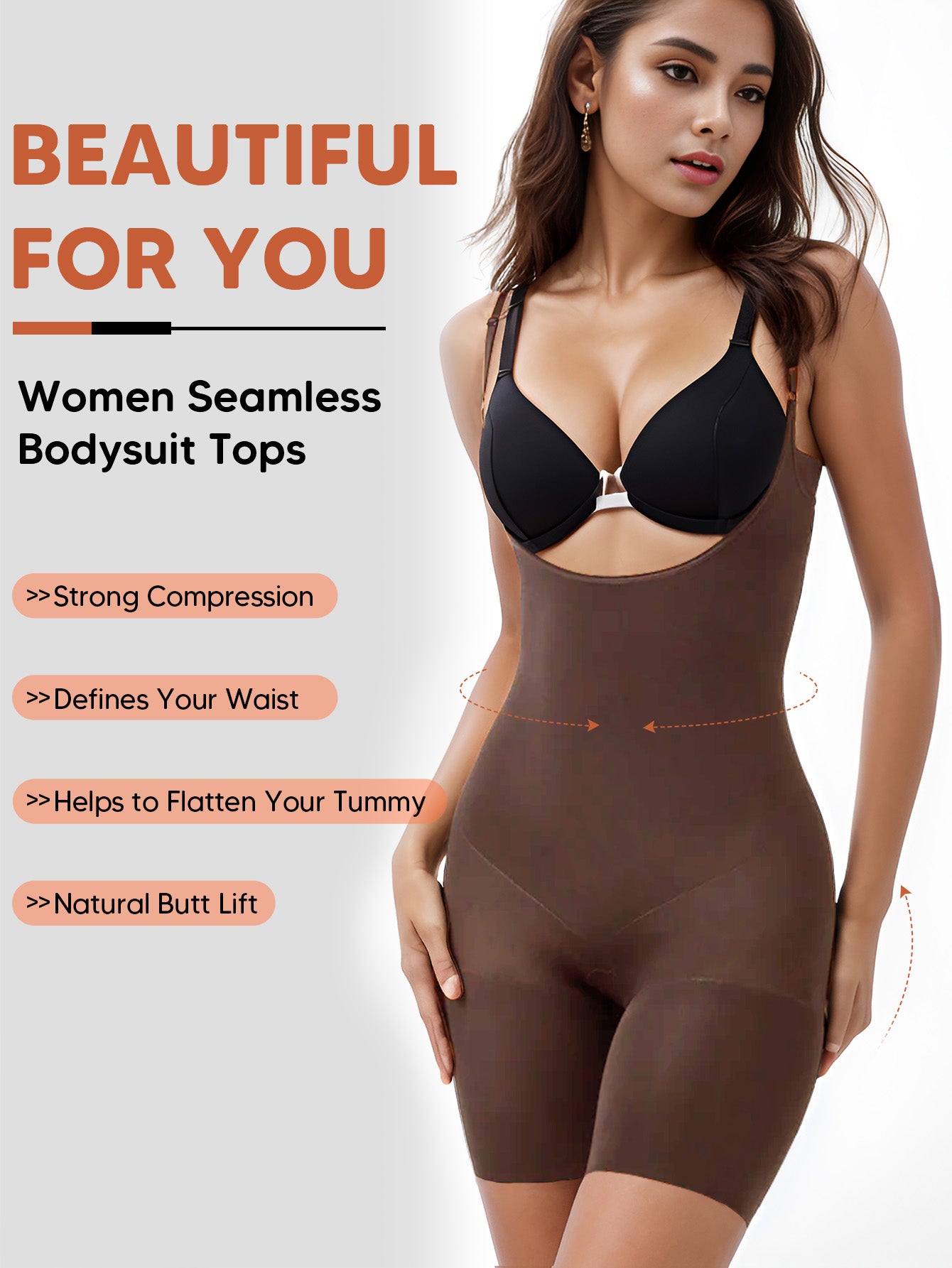 Seamless Open Bust Thigh Slimming Bodysuit Shaping Body Shaper