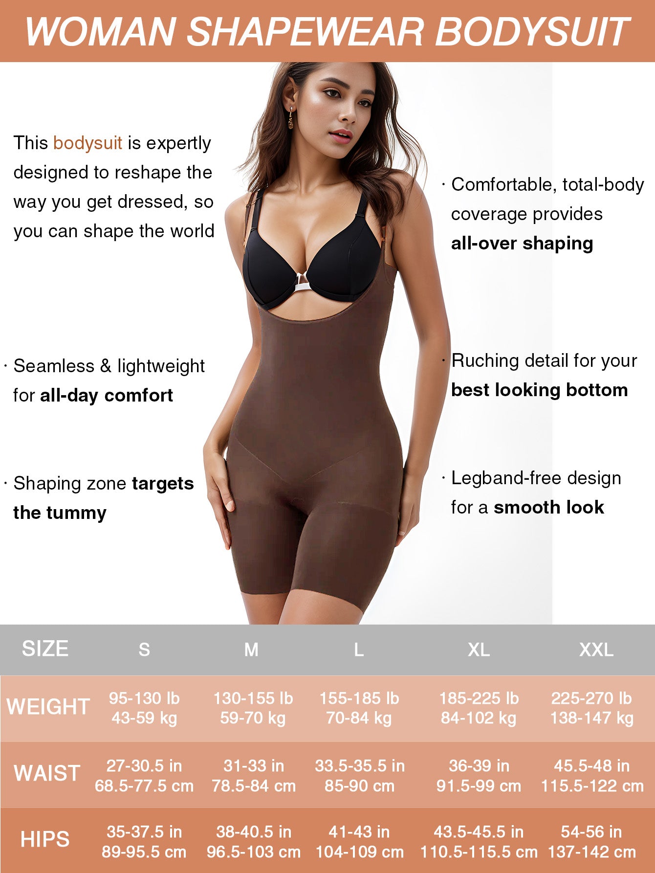 Seamless Open Bust Thigh Slimming Bodysuit Shaping Body Shaper