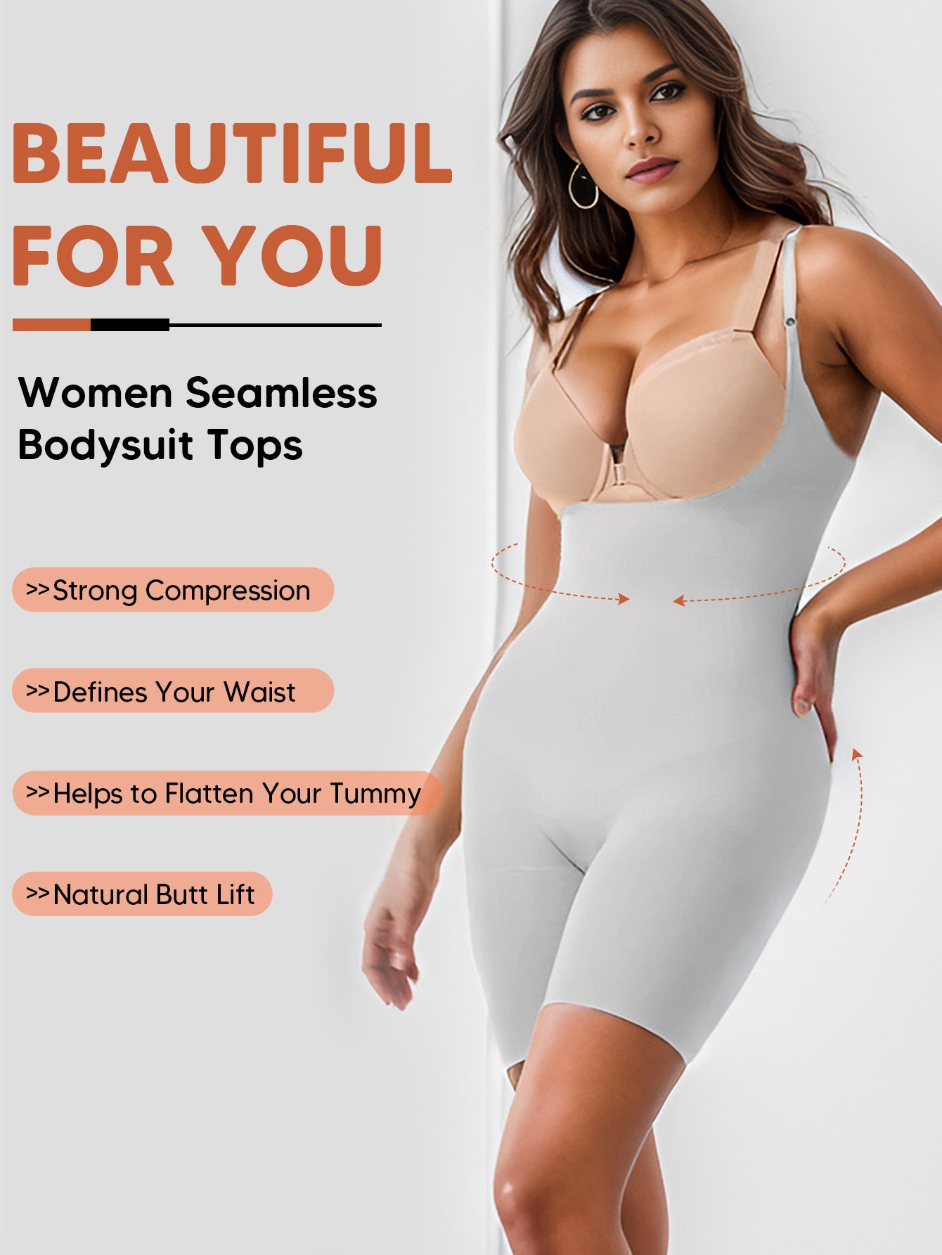 Seamless Open Bust Thigh Slimming Bodysuit Shaping Body Shaper