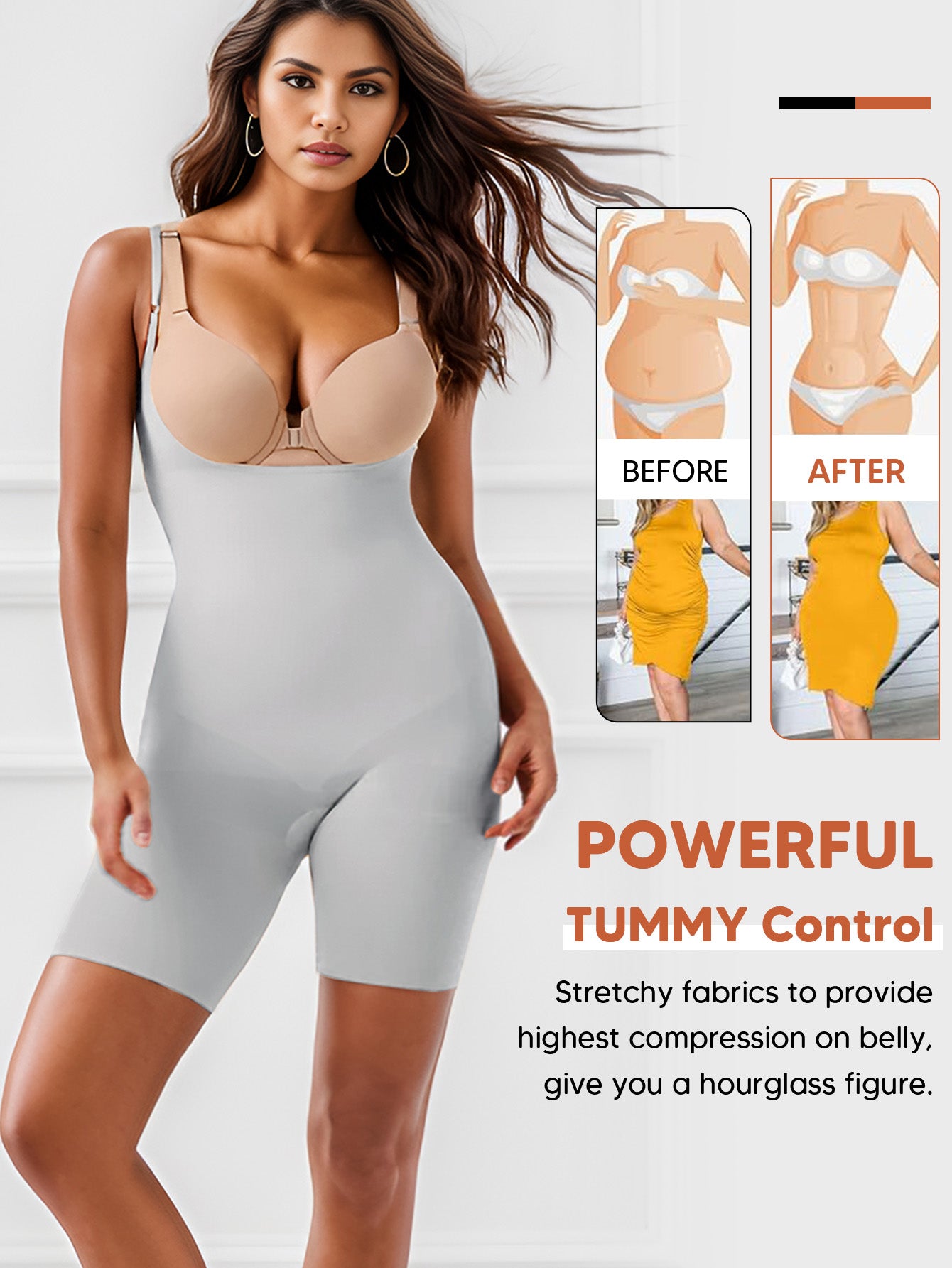 Seamless Open Bust Thigh Slimming Bodysuit Shaping Body Shaper