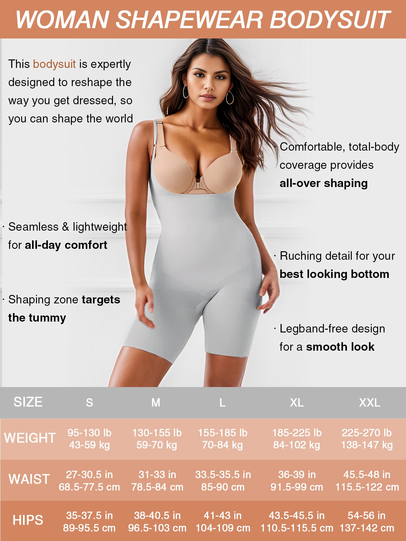 Seamless Open Bust Thigh Slimming Bodysuit Shaping Body Shaper