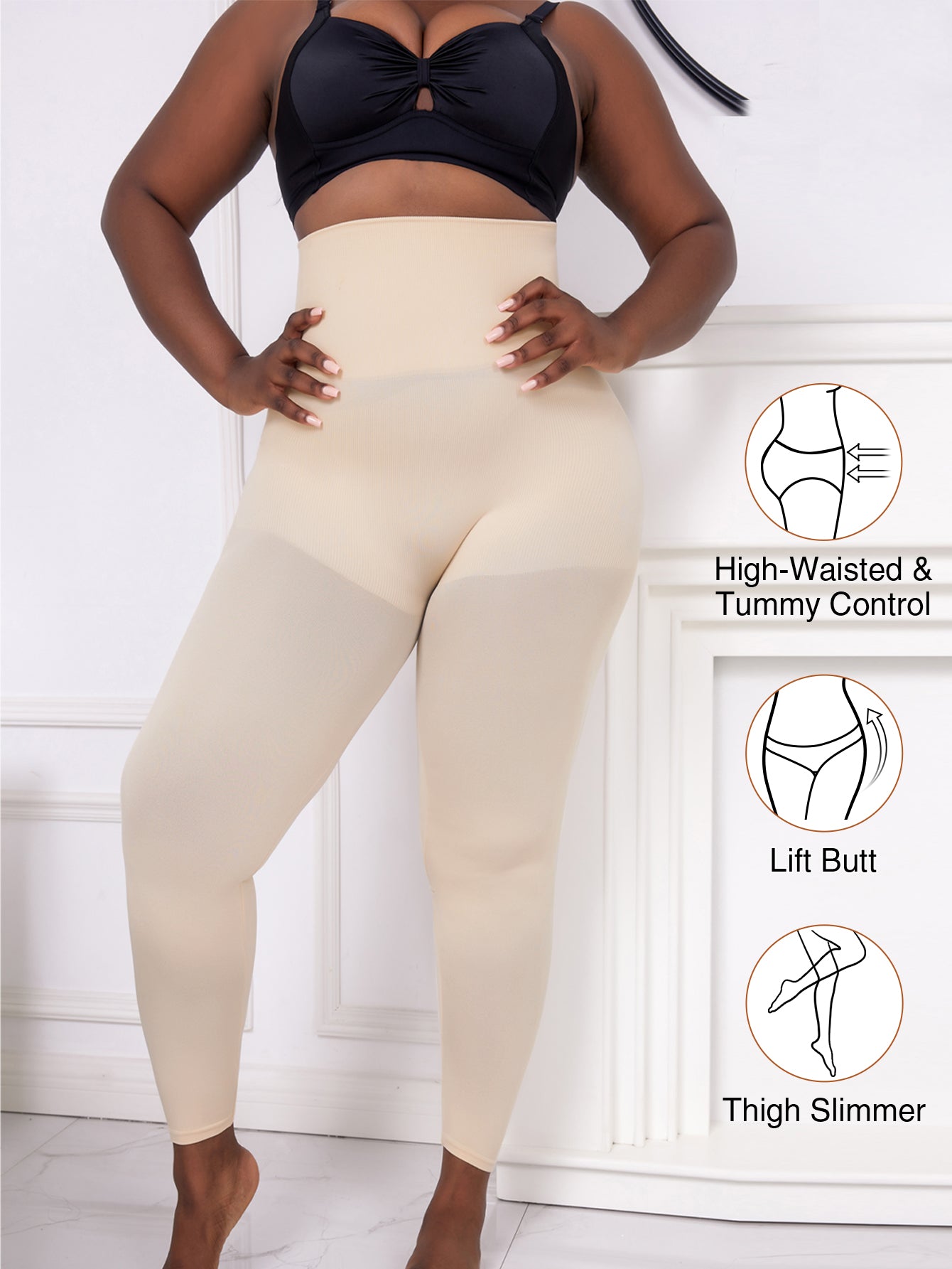 Hight Waist Tummy control butt-lift 3 in 1 Shapewear Leggings For Plus Size