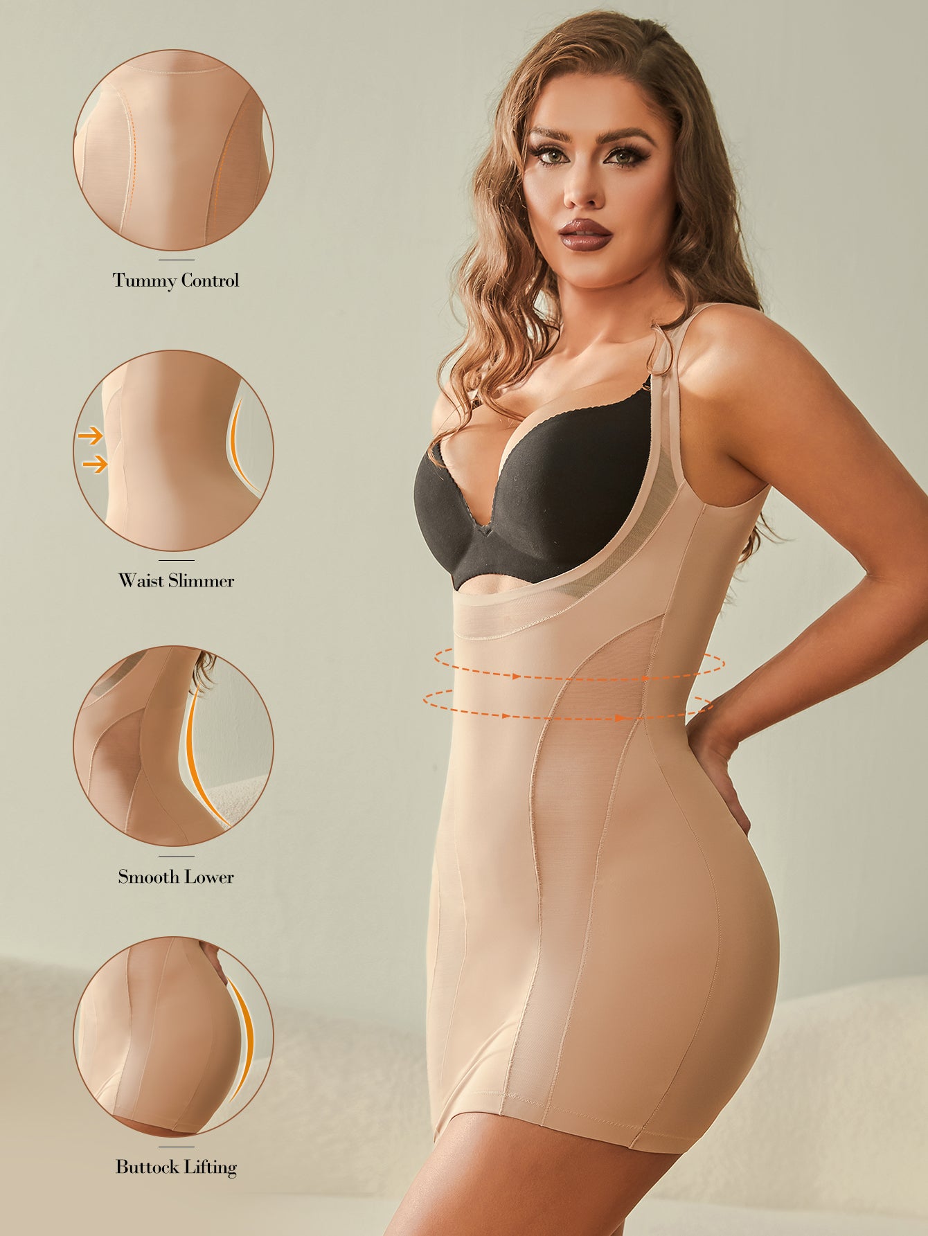 Full Slips for Women Open Bust Tummy Control Dress Hourglass Body Shaper Slimmer