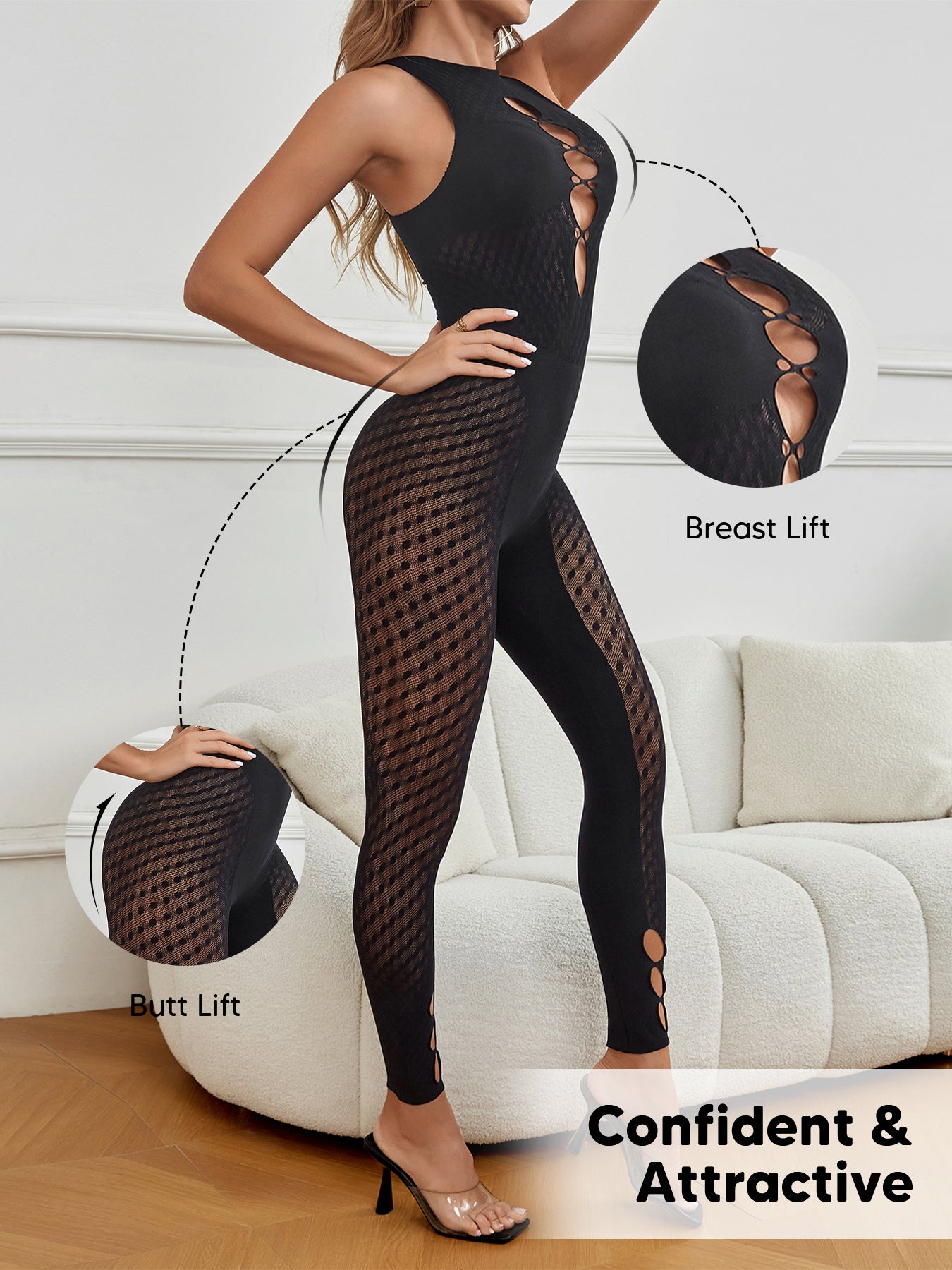 See Through Lace Jumpsuit Deep V Unitard Romper Playsuit Date Night Outfits