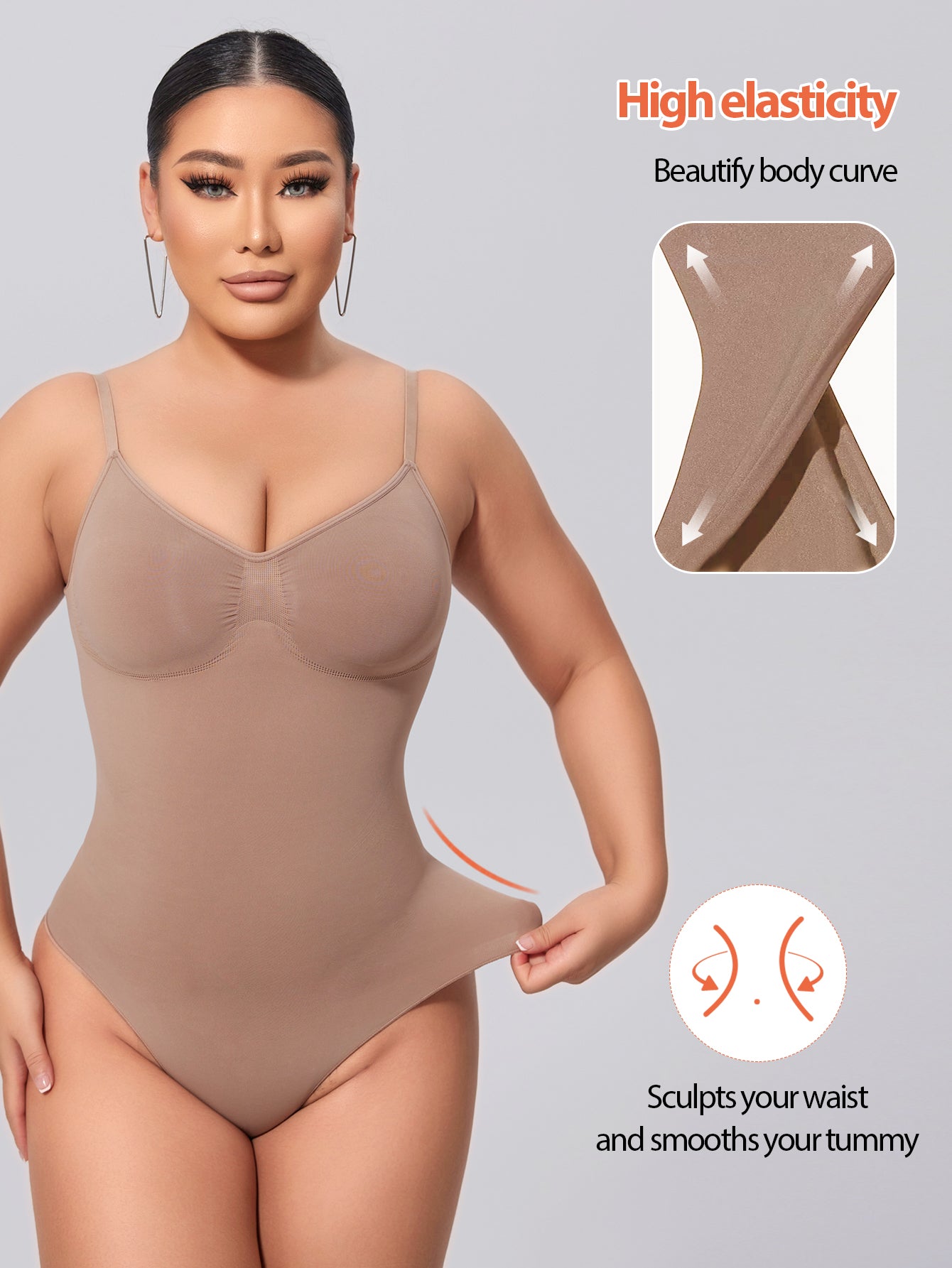 Backless Shapewear for Women Tummy Control Bodysuit Thong Low Back Body Shaper