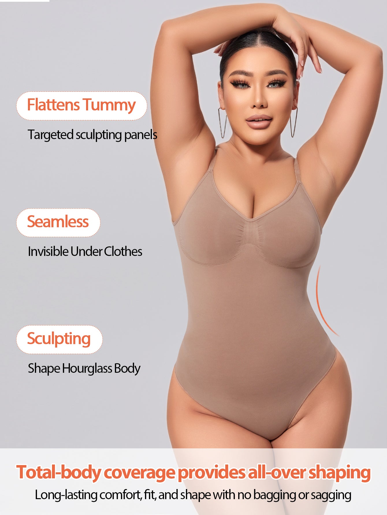 Backless Shapewear for Women Tummy Control Bodysuit Thong Low Back Body Shaper