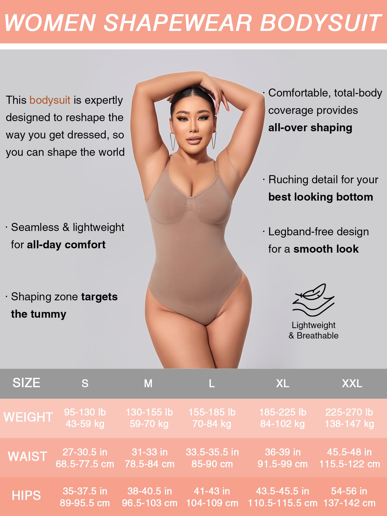 Backless Shapewear for Women Tummy Control Bodysuit Thong Low Back Body Shaper