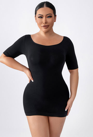 Women's Round Neck T-Shirts Slim Fitted Half Sleeve Tops Basic Shaping Tees