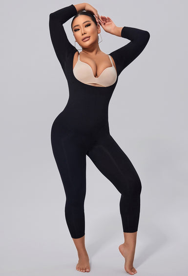 Full Body Shaper Long Sleeve Catsuit Shapewear Open Bust Shaping Legging