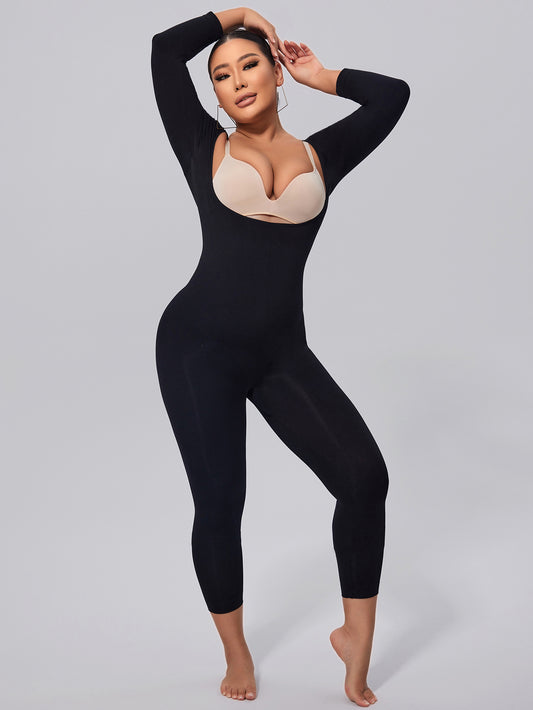 Full Body Shaper Long Sleeve Catsuit Shapewear Open Bust Shaping Legging